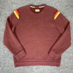 Marine Layer Banks Burgundy Sweatshirt with Striped Shoulders